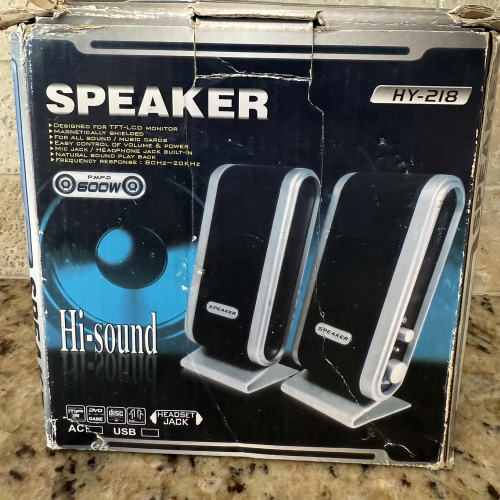 HY-218 Black and Silver Speakers
